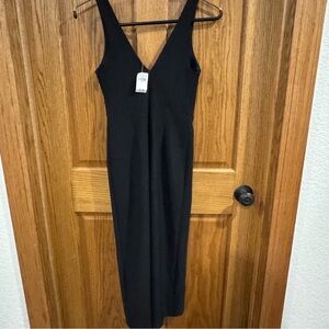 NWT Abercrombie & Fitch Black Deep V Midi Dress Size S
